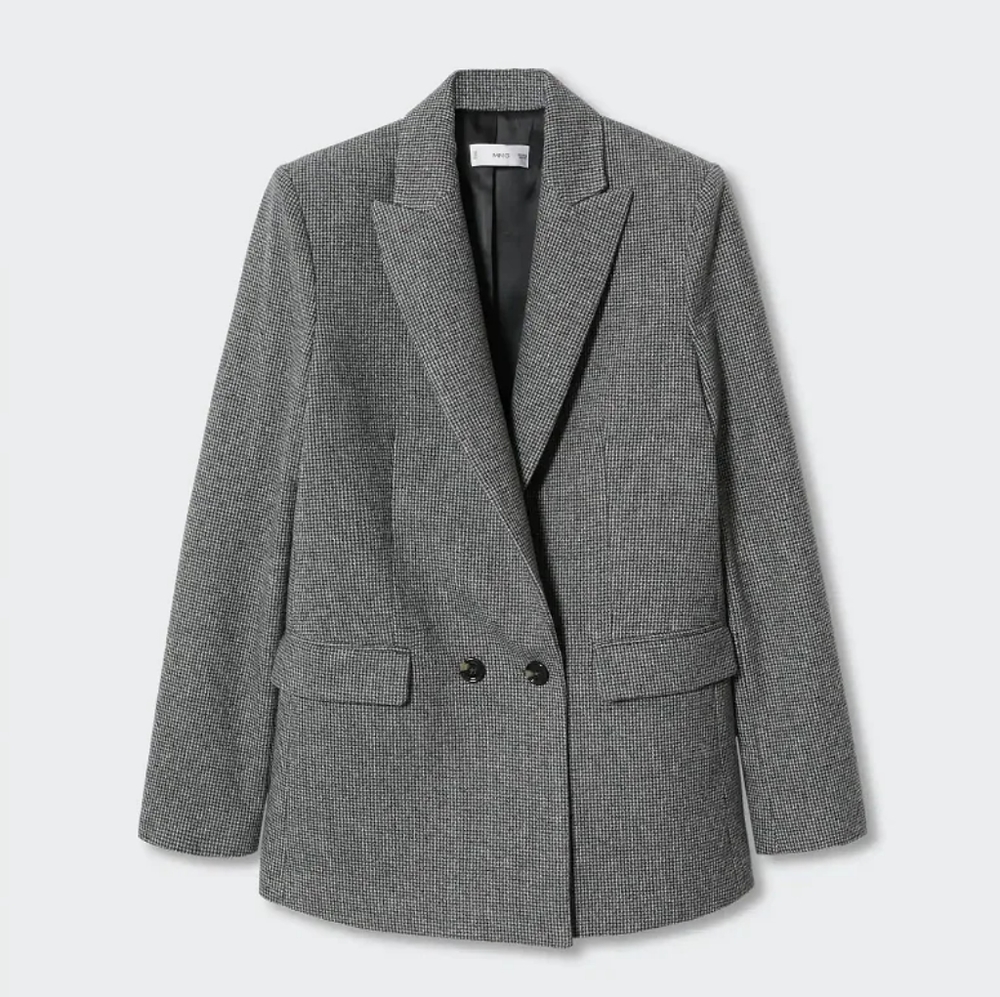 Mango Houndstooth Wool-Blend Blazer - Picture 3 of 9